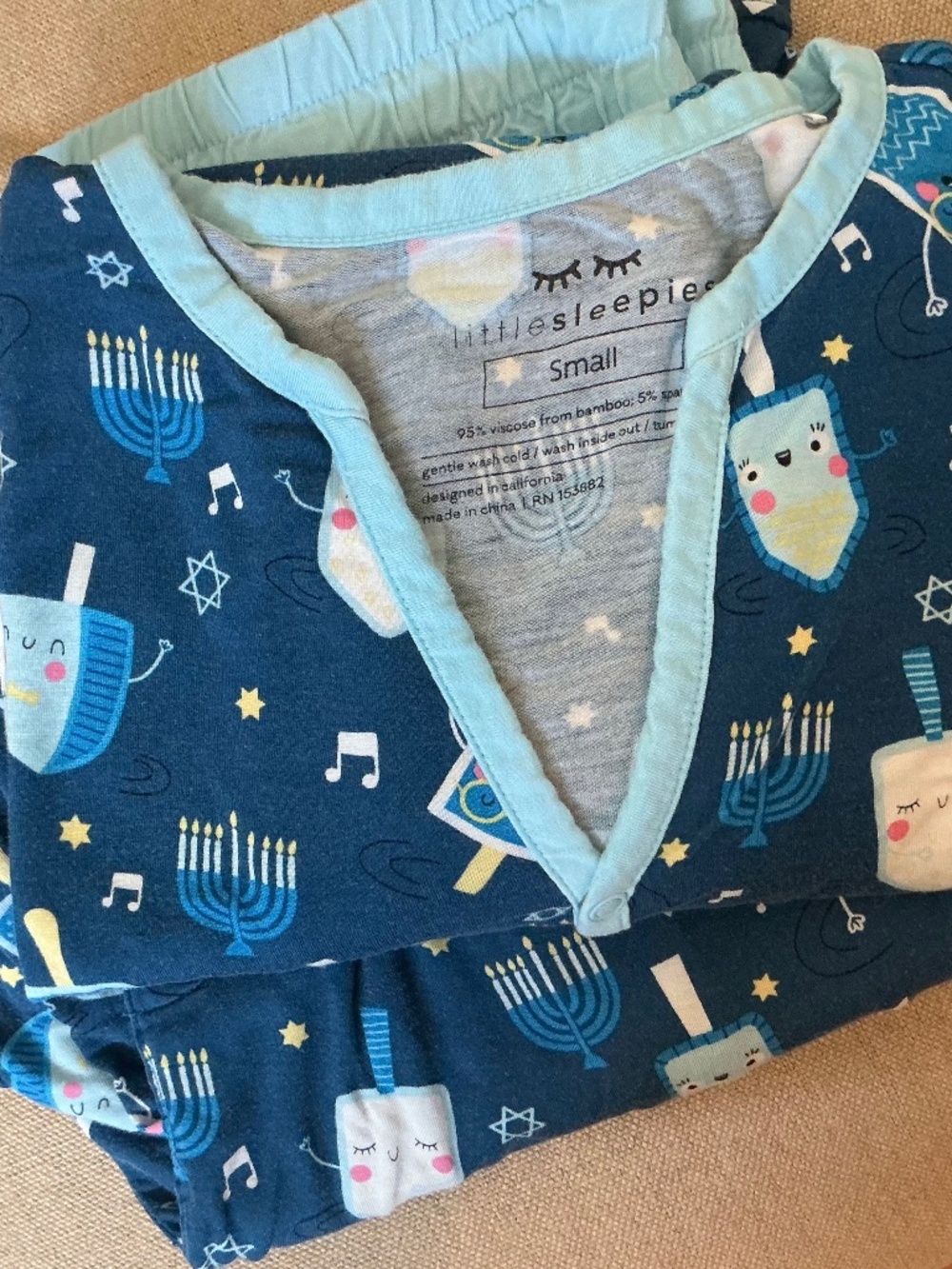 Little Sleepies Adult Hanukkah pajamas small